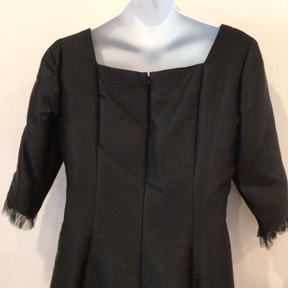 RICKIE FREEMAN TJ NITES Black Silk Square Neck Sequined A-line Midi Dress 16 - Picture 4 of 7